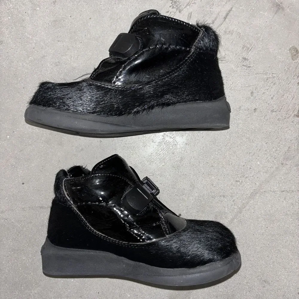 Giugiaro Bumper Black Pony Hair Ankle Chukka Boots EU 24‎ US  7 Gorpcore School